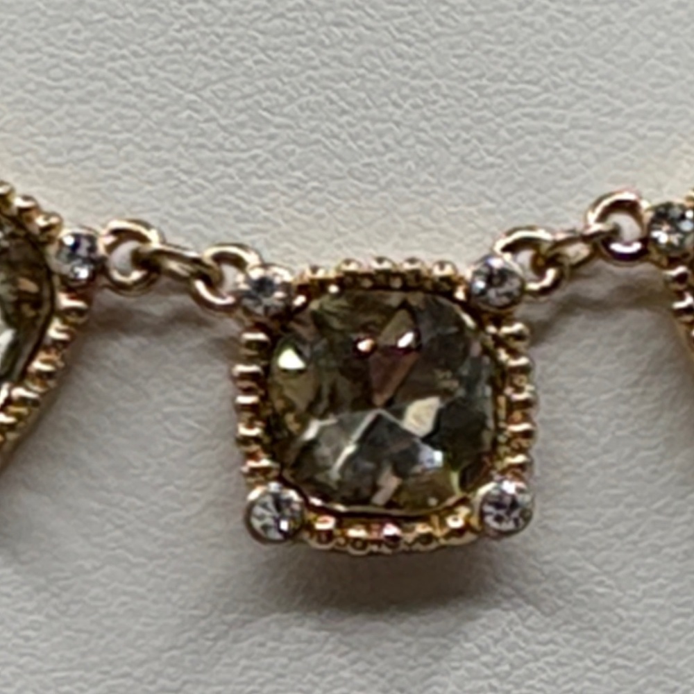 J Crew Gold Statement Necklace Champagne Crystal Square Bib - Picture 4 of 10